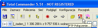 Pasek narzdzi programu Total Commander z przyciskiem FTP